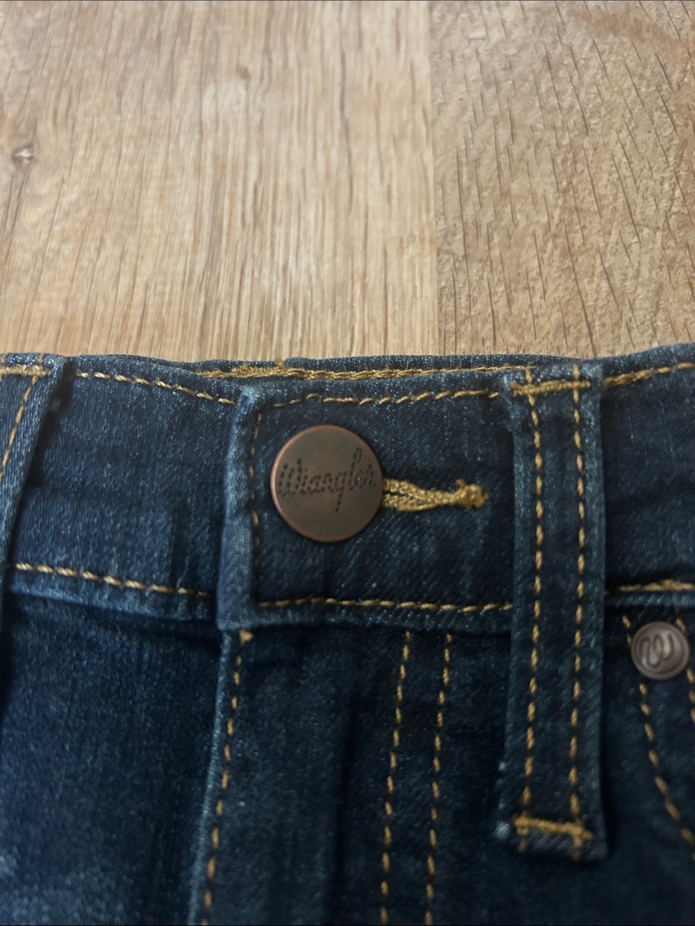 Wrangler Dark Blue Kids Denim Jeans with Contrast Stitching - Picture 3 of 5